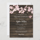 Invitation Barre Sakura Fleurs de cerisiers roses Quinceañera (Devant)