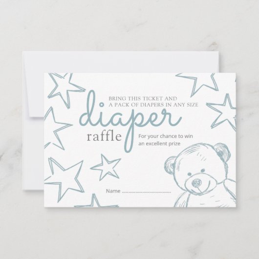 Invitation Barreau bleu minimal Baby shower de l'ours en tour (Devant)