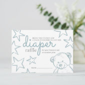 Invitation Barreau bleu minimal Baby shower de l'ours en tour (Debout devant)