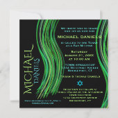 Invitation Barreau Mitzvah, châle de prière verte et noire (Devant)