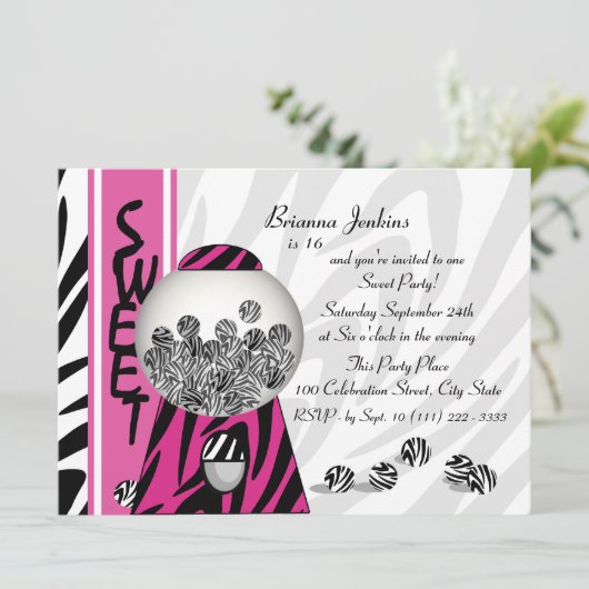 Invitation Barres Bubblegum/ Rose (Debout devant)