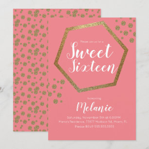 Invitation Barres Géométriques Dorées Faux Pailletées pour Sw