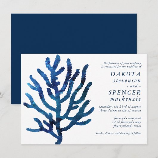 Invitation Barrière de corail de Galaxie marine | Beach Marin (Devant / Derrière)