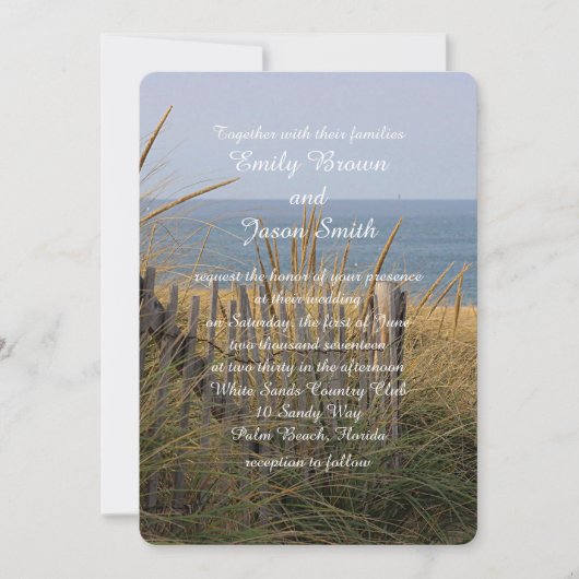 Invitation Barrière de plage dans les dunes de sable (Devant)