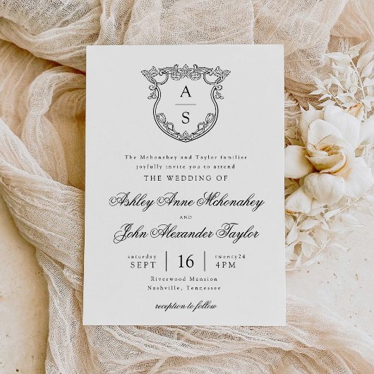 Invitation Barroque Crest Mariage