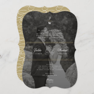 Invitation Bars classiques Double Monogramme Mariage photo mo