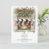 Invitation Bas accrochés par la cheminée Fête de Fête (Debout devant)