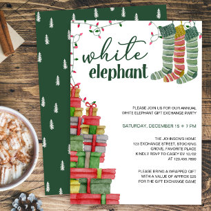 Invitation Bas de Noël et cadeaux de l'Éléphant Blanc pour le