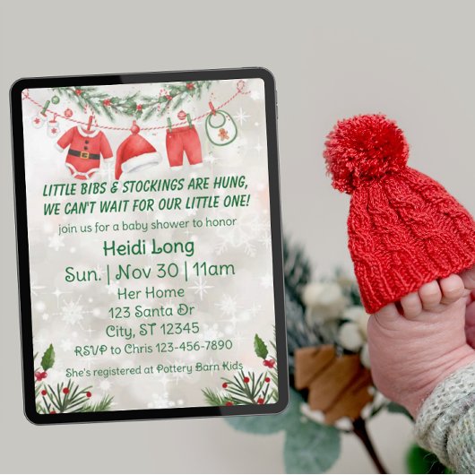 Invitation Bas suspendus, Baby Shower de vacances