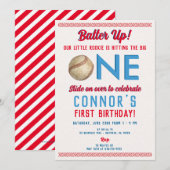 Invitation base-ball premier anniversaire imprimé ou numériqu (Devant / Derrière)