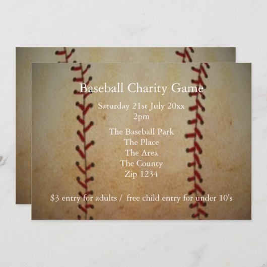 Invitation Baseball (Devant / Derrière)