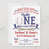Invitation Baseball, 1er anniversaire pour jumeaux, premier a (Devant)