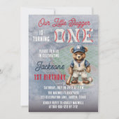 Invitation Baseball 1st Birthday Teddy Bear Little Slugger  (Devant)