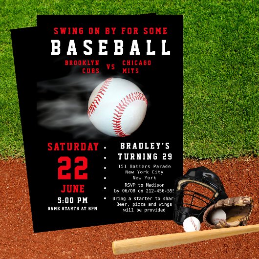 Invitation Baseball 29e Anniversaire Sport Party Jour
