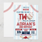 Invitation Baseball 2e anniversaire garçon (Devant / Derrière)