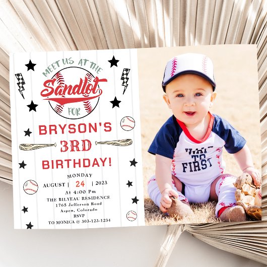 Invitation Baseball 3e anniversaire Vintage Rookie Party