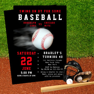 Invitation Baseball 40th Birthday Sports Party