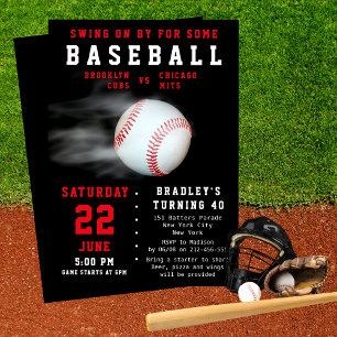 Invitation Baseball 40th Birthday Sports Party