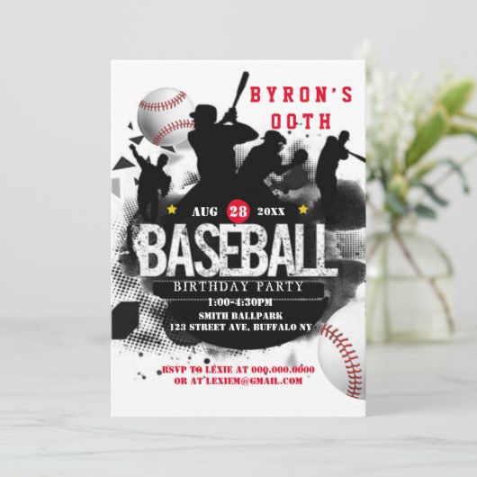 Invitation Baseball Ajouter photo Anniversaire (Debout devant)