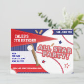 Invitation Baseball All Star Red White Blue Anniversaire Part (Debout devant)