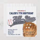 Invitation Baseball All Star Sports Fête d'Anniversaire (Devant / Derrière)
