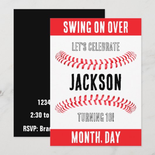 Invitation Baseball Anniversaire Fête Nom personnalisé Lieu (Devant / Derrière)