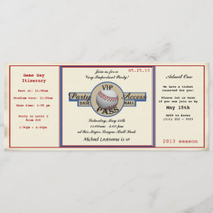 Invitation Baseball Anniversaire Fête Pass Accès