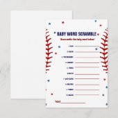 Invitation Baseball Baby mot scramble baby shower jeu (Devant / Derrière)