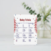Invitation Baseball baby trivia game baby shower game Card (Debout devant)