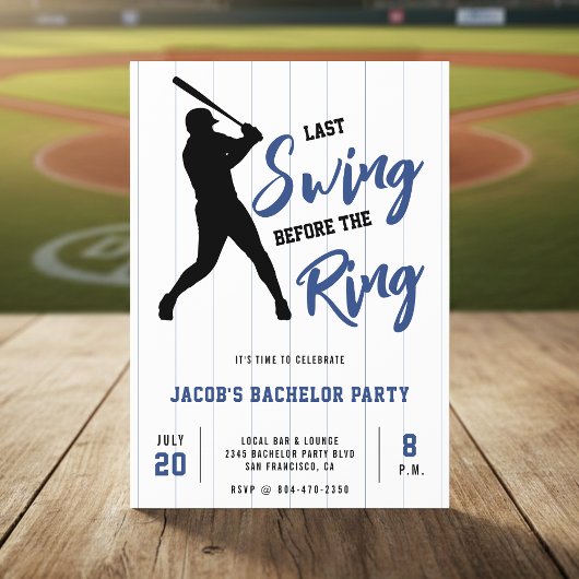 Invitation Baseball Bachelor Party Last Swing Before the Ring