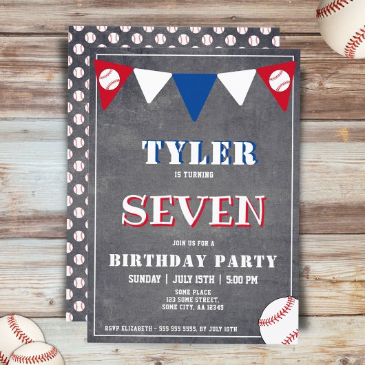 Invitation Baseball Balle Chalkboard Sports Anniversaire de e