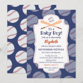 Invitation Baseball Bat Ball Stamp C'Est Un Baby shower Garço (Devant / Derrière)