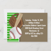 Invitation Baseball Bat Sports Garçons Anniversaire Fête Thèm (Dos)