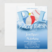Invitation Baseball Beach Ball Pool Party Bash Anniversaire (Devant / Derrière)