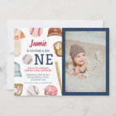 Invitation Baseball Big One Boy 1er Anniversaire (Devant)