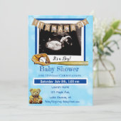 Invitation Baseball Blue Baby Boy Ultrasound Baby shower (Debout devant)