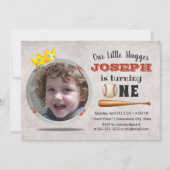 Invitation Baseball Boy Custom Photo 1er Anniversaire (Devant)