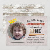 Invitation Baseball Boy Custom Photo 1er Anniversaire (Devant / Derrière)
