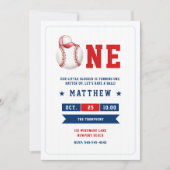 Invitation Baseball Casquette Bleu Rouge Cute Garçon 1er Anni (Devant)