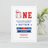 Invitation Baseball Casquette Bleu Rouge Cute Garçon 1er Anni (Debout devant)