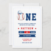 Invitation Baseball Casquette Bleu Rouge Fun Boy 1er Annivers (Devant)