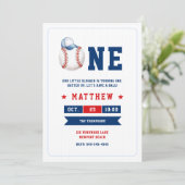 Invitation Baseball Casquette Bleu Rouge Fun Boy 1er Annivers (Debout devant)