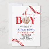 Invitation Baseball C'est un garçon Baby shower rouge bleu (Devant)