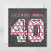 Invitation Baseball Chalkboard rose 40e anniversaire (Devant)