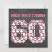 Invitation Baseball Chalkboard rose 60e anniversaire fête (Devant)