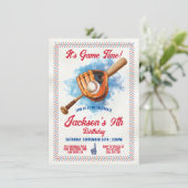 Invitation Baseball couture fête d'anniversaire (Debout devant)
