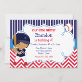 Invitation Baseball Cute African American Boy Anniversaire (Devant)