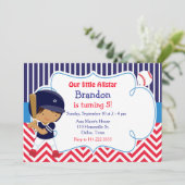 Invitation Baseball Cute African American Boy Anniversaire (Debout devant)