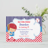 Invitation Baseball Cute Blonde Boy Anniversaire (Debout devant)