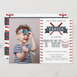 Invitation Baseball Deuxième anniversaire Boy Photo
